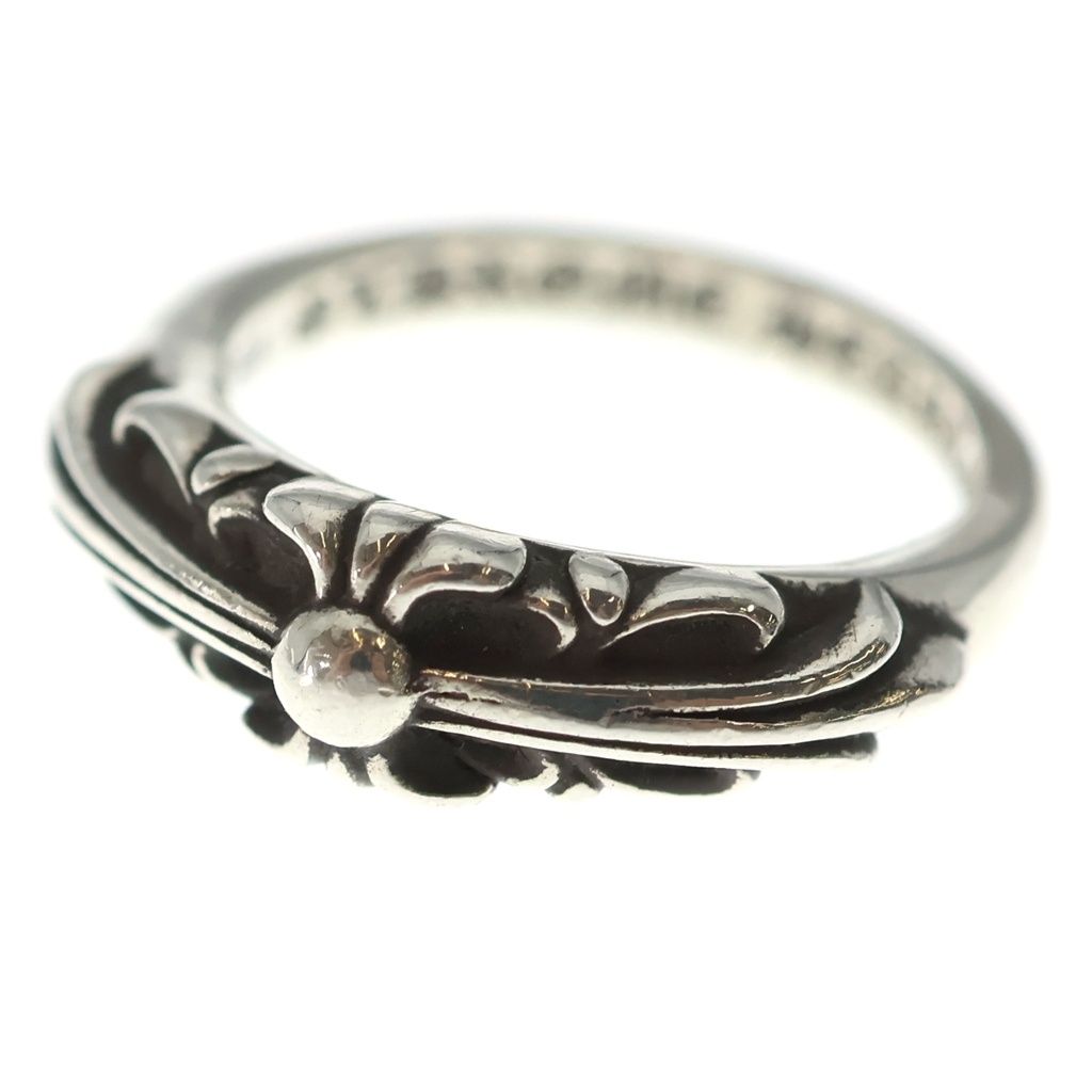 Chrome Hearts Baby Classic Floral Black Sling Silver Ring