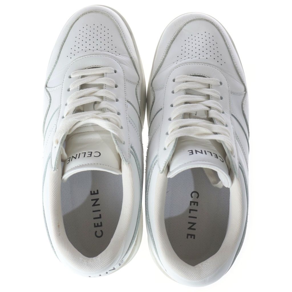 Celine Block Sneakers Leather Lace Up Wedge Outsole White — view 4