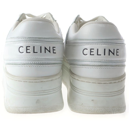 Celine Block Sneakers Leather Lace Up Wedge Outsole White — view 3
