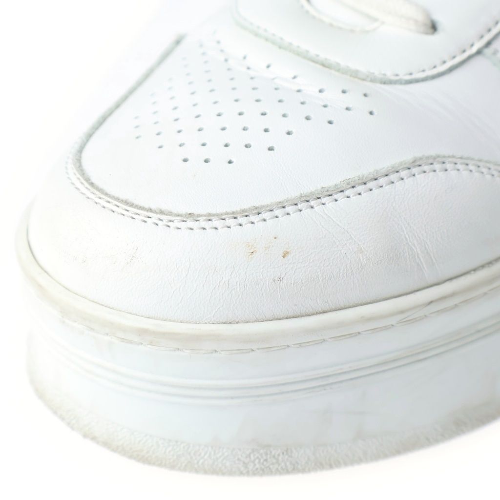 Celine Block Sneakers Leather Lace Up Wedge Outsole White — view 6