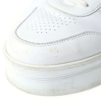 Celine Block Sneakers Leather Lace Up Wedge Outsole White — view 6