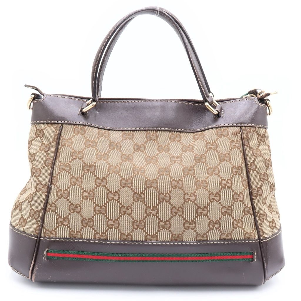 Gucci GG Canvas Mayfair Leather 2-Way Bag Gold Brown Beige — view 2