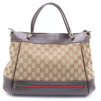 Gucci GG Canvas Mayfair Leather 2-Way Bag Gold Brown Beige — view 2