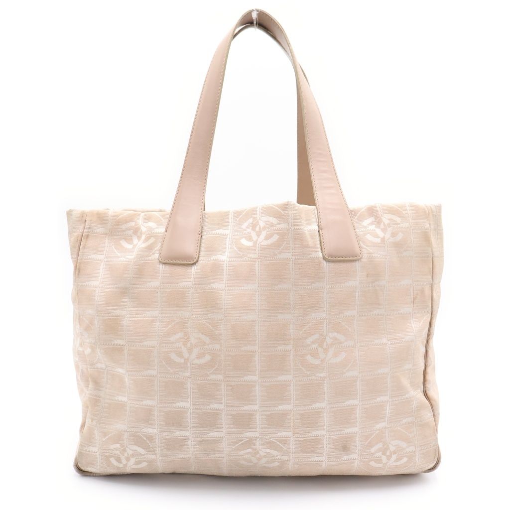 Chanel New Travel Line CC Logo Canvas Tote Beige