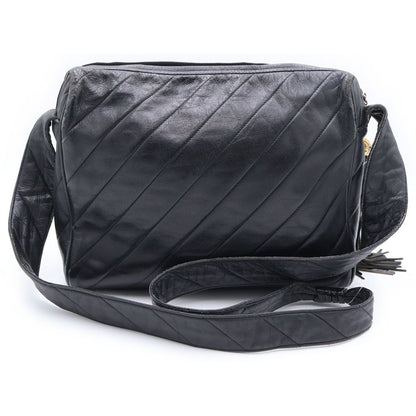Chanel CC Logo Fringe Shoulder Bag Black Lambskin Gold — view 2