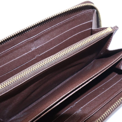 Louis Vuitton Damier Zip Around Wallet Card Case Brown Leather Gold — view 4