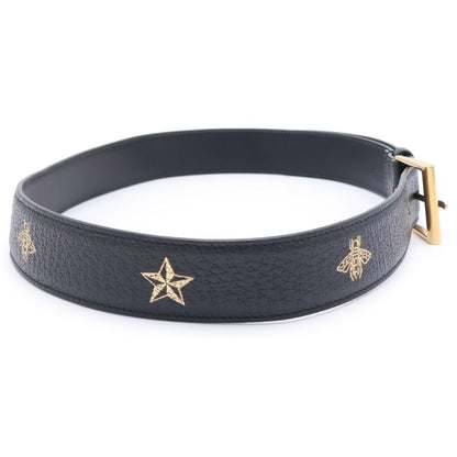 Gucci Bee Star Leather Belt Gold Black — view 3