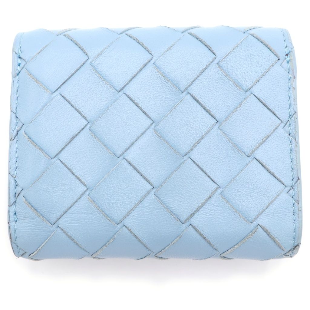 Bottega Veneta Intrecciato Compact Wallet Trifold Coin Case Light Blue — view 2