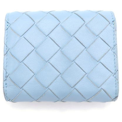 Bottega Veneta Intrecciato Compact Wallet Trifold Coin Case Light Blue — view 2
