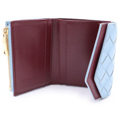 Bottega Veneta Intrecciato Compact Wallet Trifold Coin Case Light Blue — view 4
