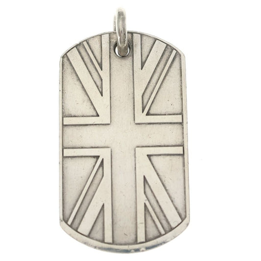 Chrome Hearts D Tag Lrg Union Jack Large Dock Tag Pendant Silver