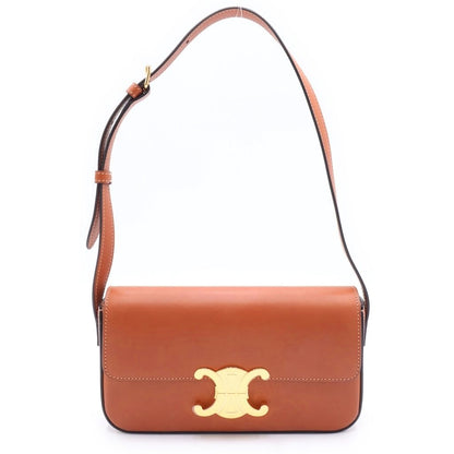 Celine Teen Triomphe Shoulder Bag Brown Calf Leather Gold