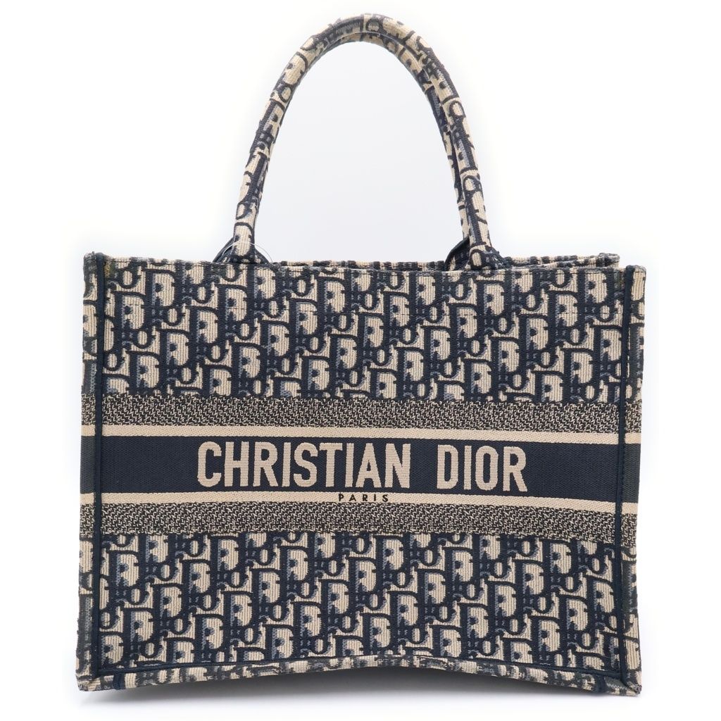 Dior Book Tote Oblique Allover Print Navy