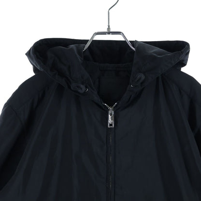 Prada Re-Nylon Zip Jacket Triangle Logo Hooded Zip Up Black — view 3