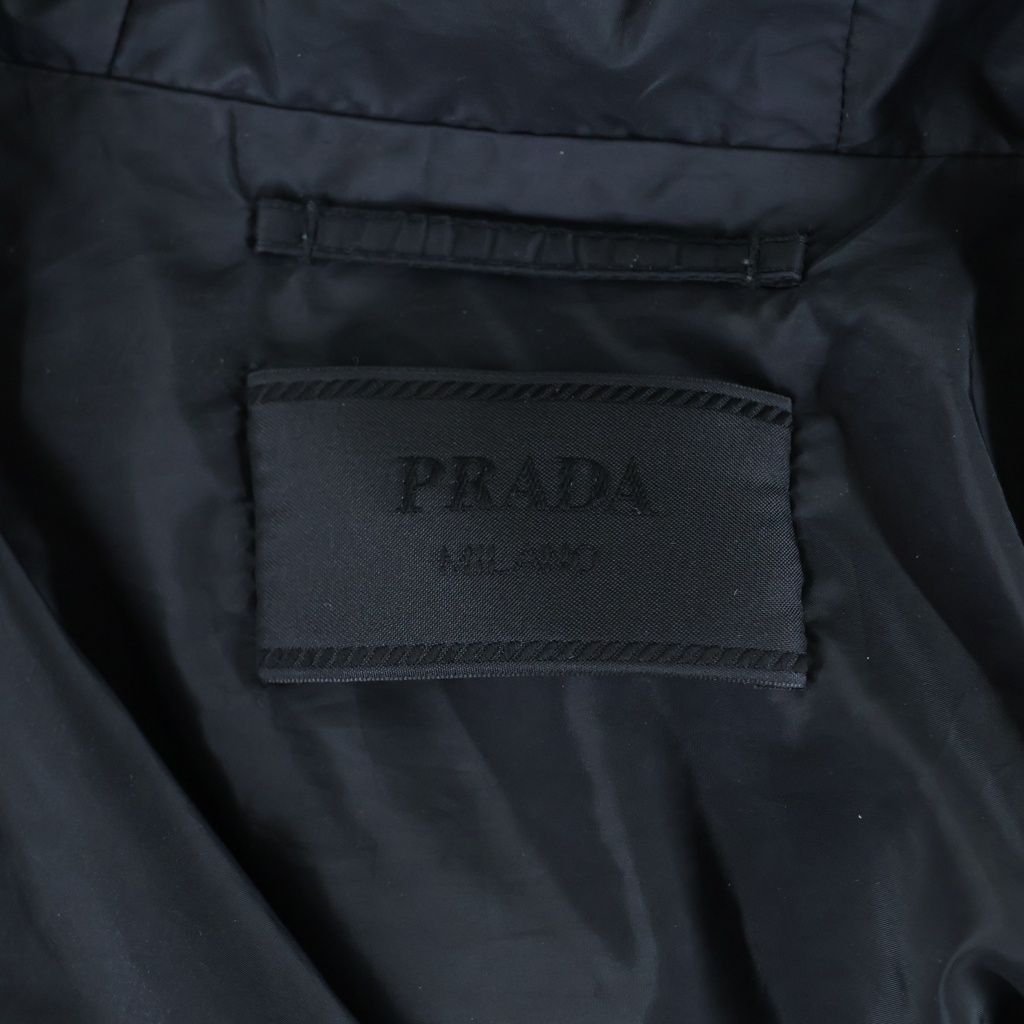Prada Re-Nylon Zip Jacket Triangle Logo Hooded Zip Up Black — view 6