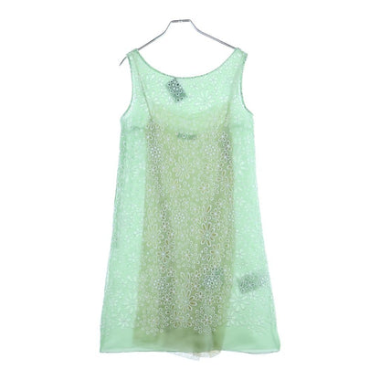 Prada Floral Embroidery Sleeveless Dress Green 38 — view 2
