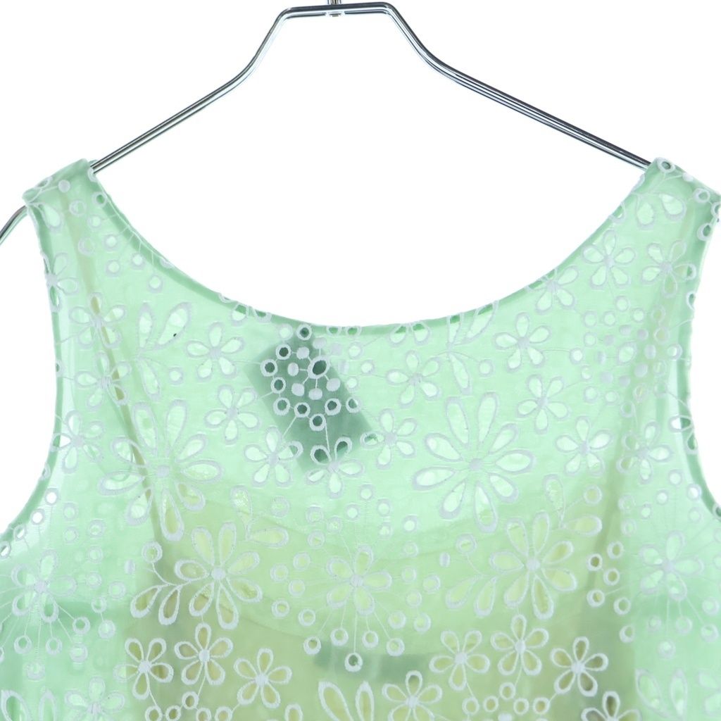 Prada Floral Embroidery Sleeveless Dress Green 38 — view 4