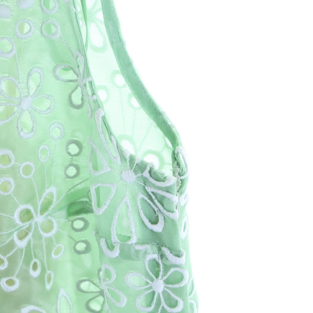Prada Floral Embroidery Sleeveless Dress Green 38 — view 6
