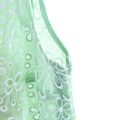 Prada Floral Embroidery Sleeveless Dress Green 38 — view 6