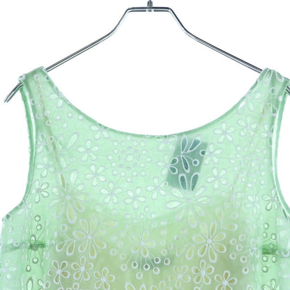 Prada Floral Embroidery Sleeveless Dress Green 38 — view 3