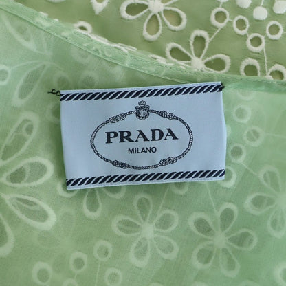 Prada Floral Embroidery Sleeveless Dress Green 38 — view 7