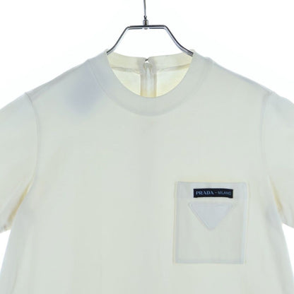 Prada Back Zip Cut Replacement Short Sleeve Dress White Black 38 — view 3