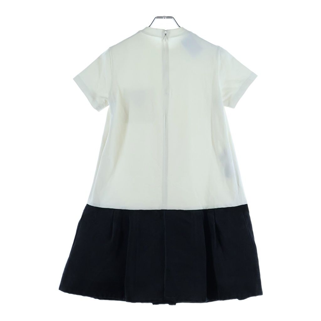 Prada Back Zip Cut Replacement Short Sleeve Dress White Black 38 — view 2