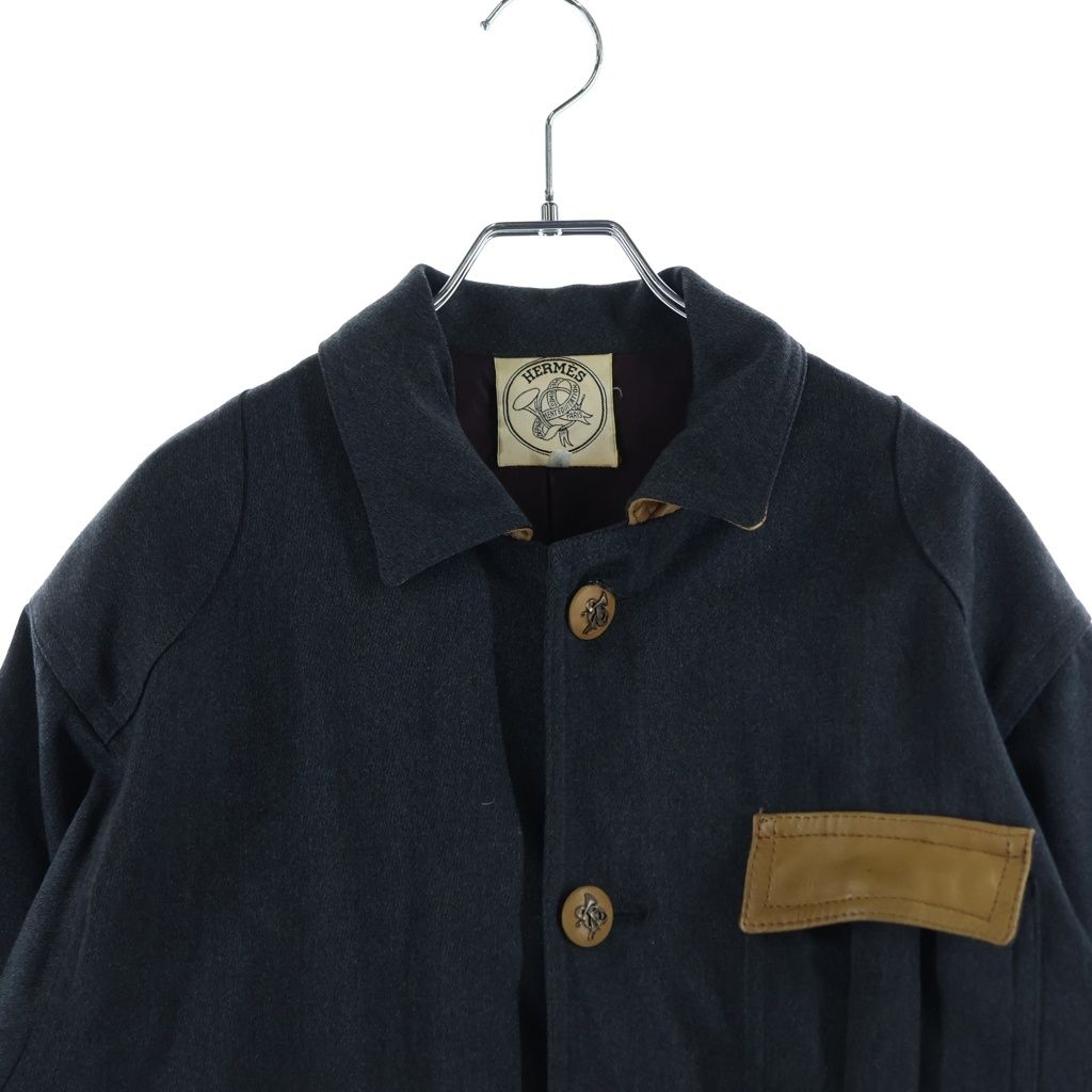 Hermes Coveralls Hunting Jacket Gray Wool Leather — view 3