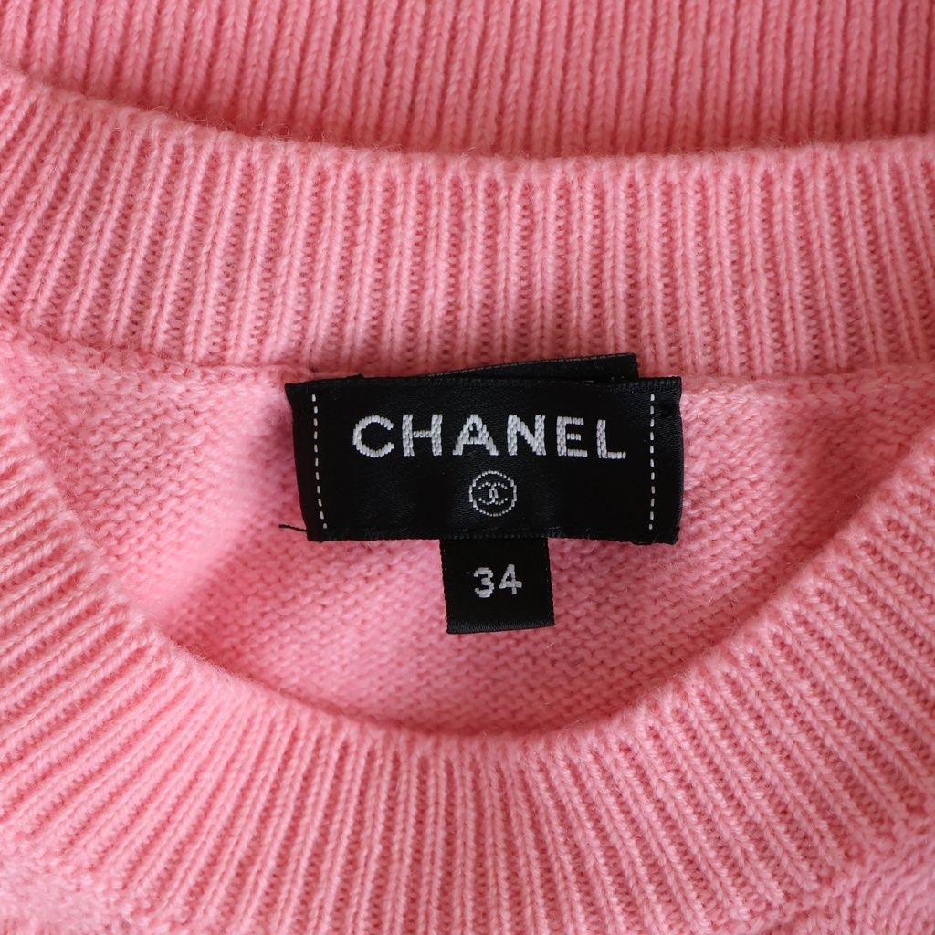 Chanel Cashmere Blend CC Logo Knit Pink 34 Sweater — view 6