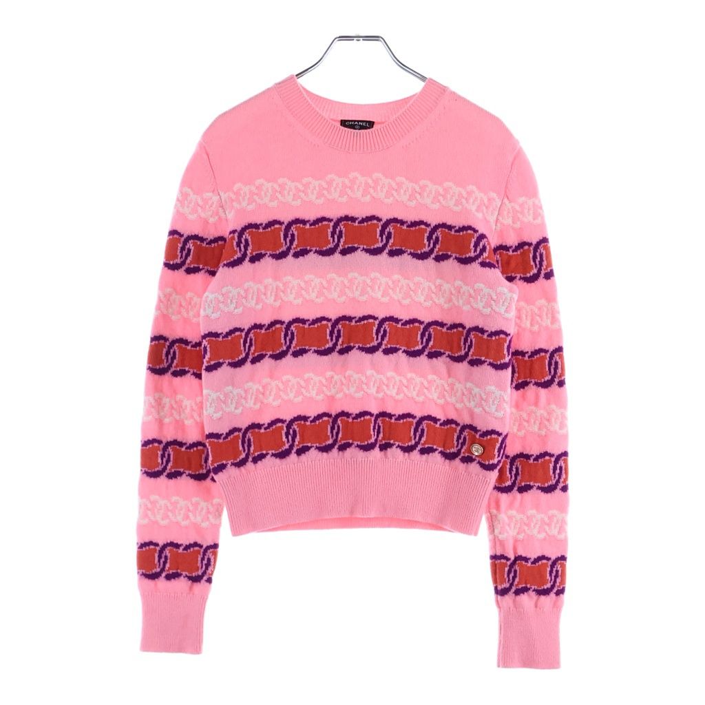Chanel Cashmere Blend CC Logo Knit Pink 34 Sweater