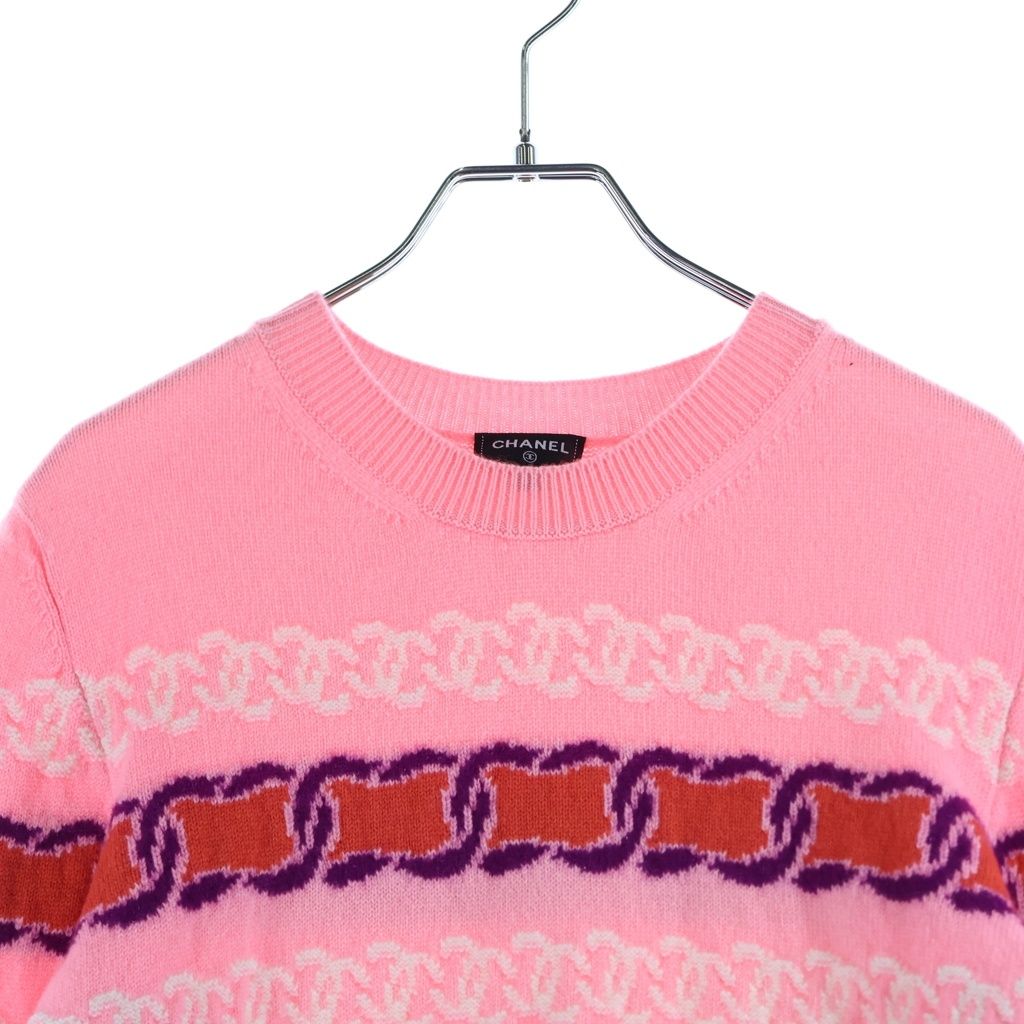 Chanel Cashmere Blend CC Logo Knit Pink 34 Sweater — view 3