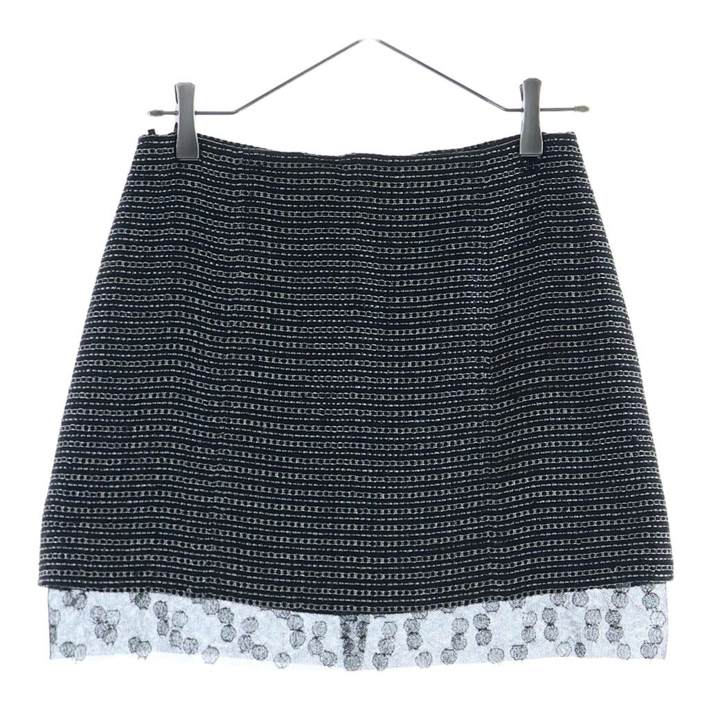 Chanel Hem Lace Tweed Skirt Black 36