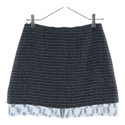 Chanel Hem Lace Tweed Skirt Black 36