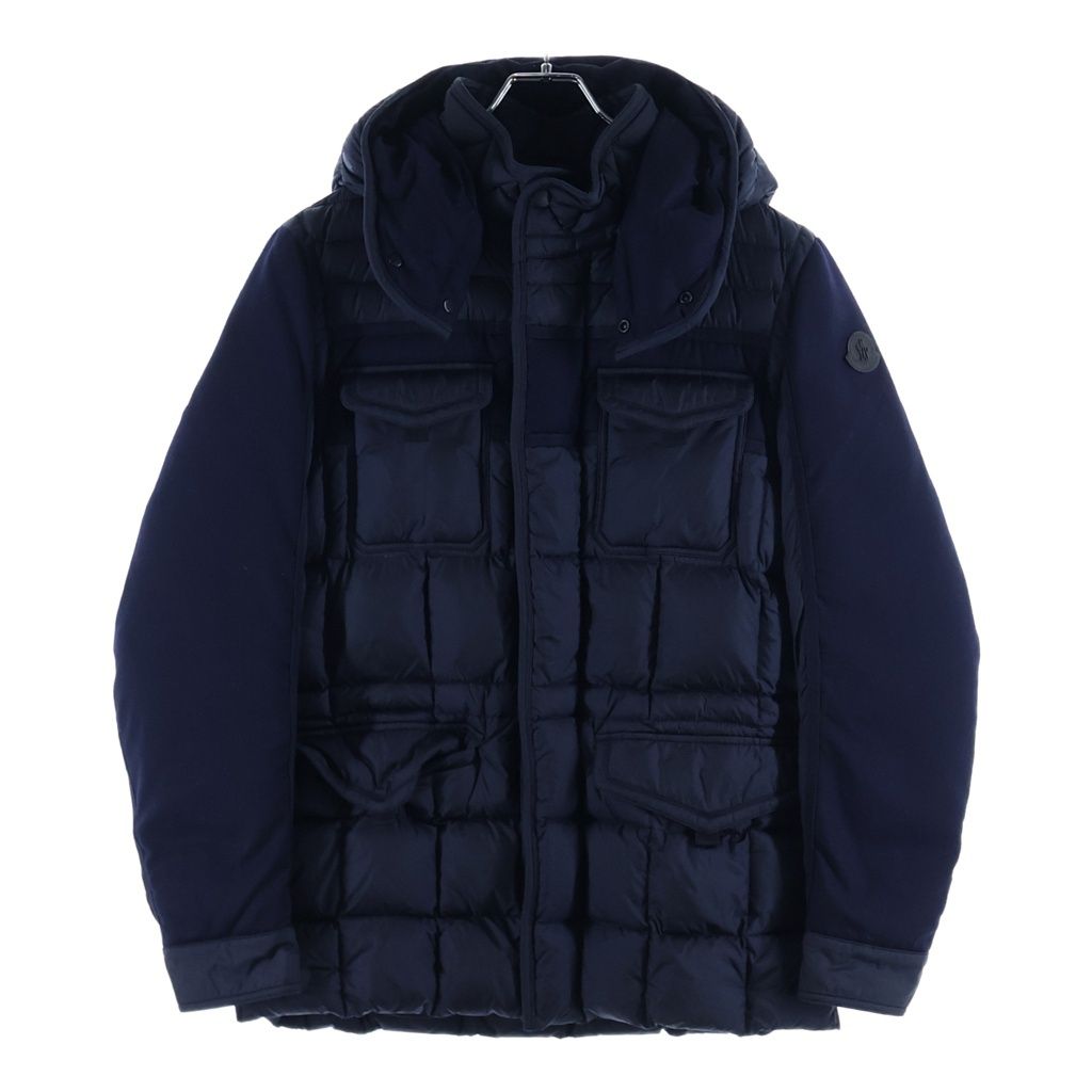 Moncler Jacob Giubbotto Logo Patch Cut Replacement Down Jacket Navy