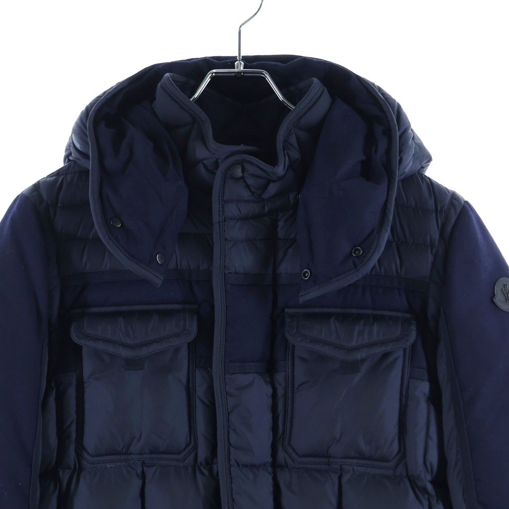Moncler Jacob Giubbotto Logo Patch Cut Replacement Down Jacket Navy — view 3