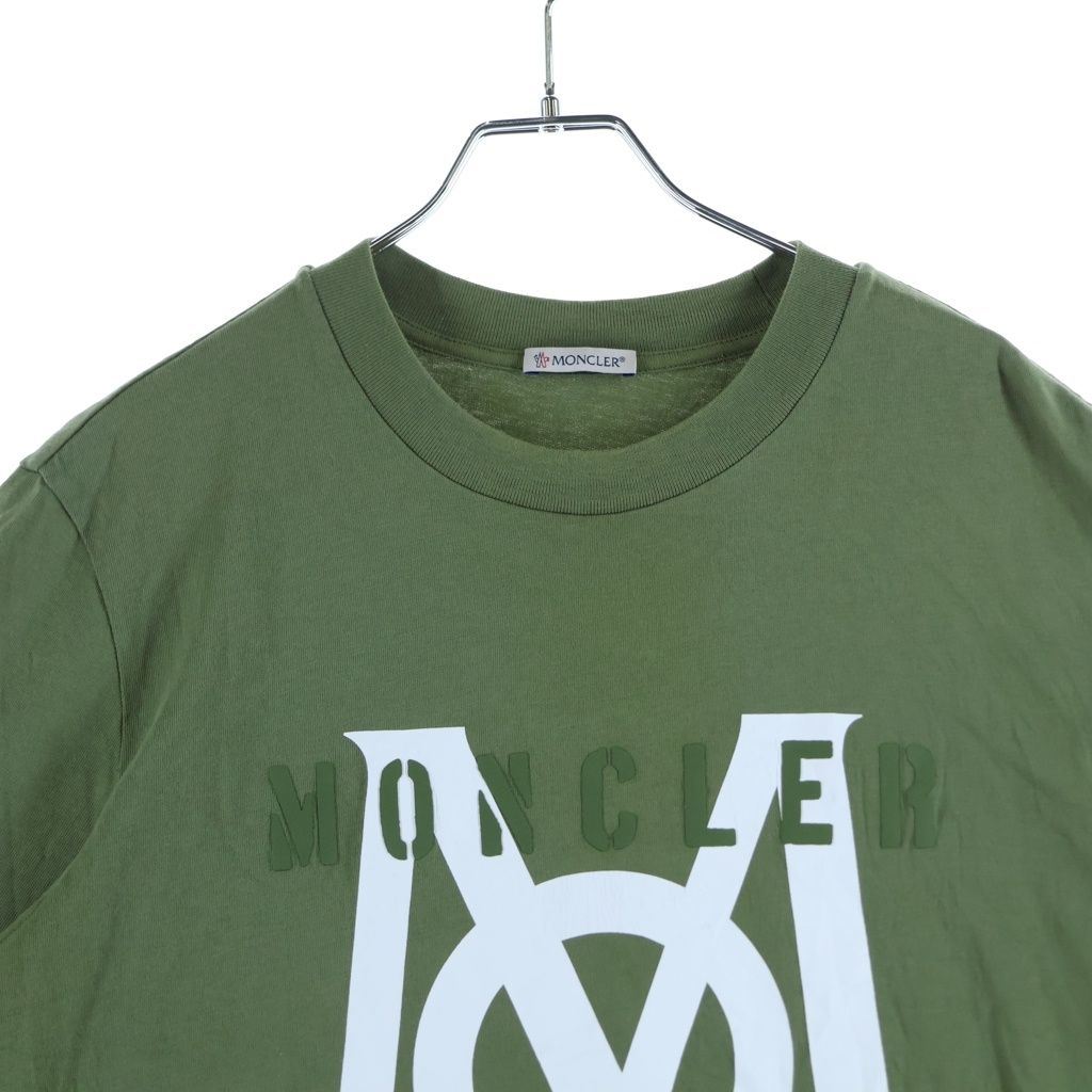 Moncler Safari SS Tee Front Logo Print T-Shirt Khaki — view 3