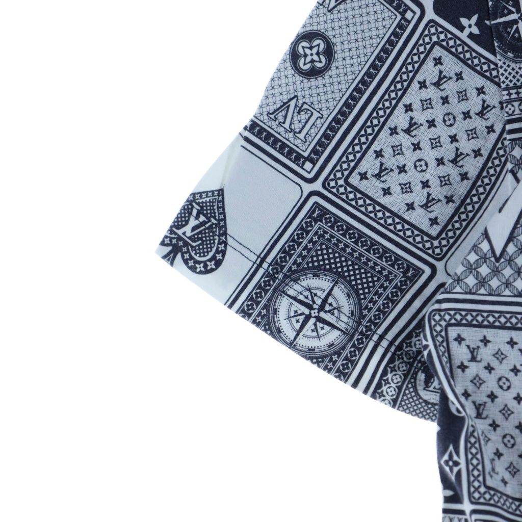 Louis Vuitton All Over Pattern Cotton Crew Neck Short Sleeve T-Shirt Navy White — view 5