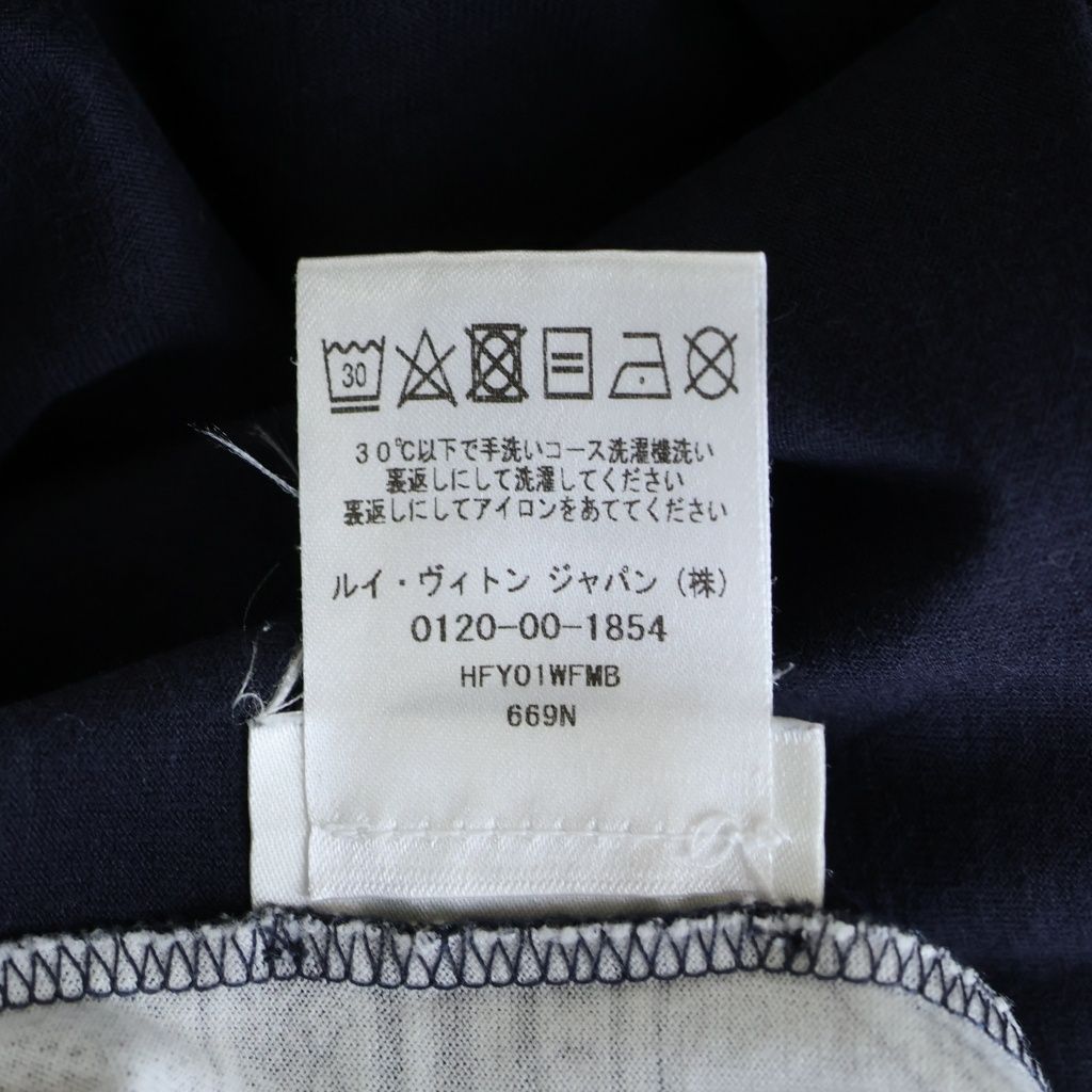 Louis Vuitton All Over Pattern Cotton Crew Neck Short Sleeve T-Shirt Navy White — view 8