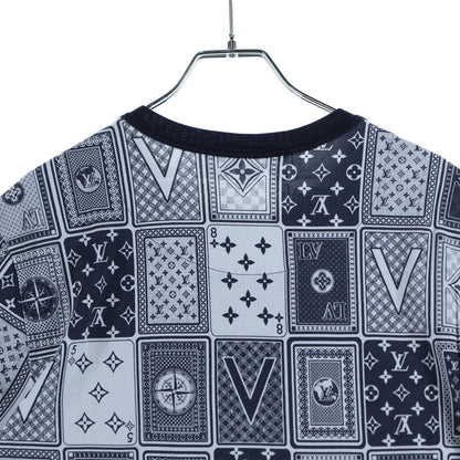 Louis Vuitton All Over Pattern Cotton Crew Neck Short Sleeve T-Shirt Navy White — view 4
