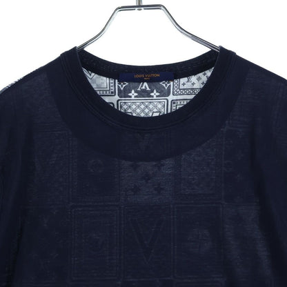 Louis Vuitton All Over Pattern Cotton Crew Neck Short Sleeve T-Shirt Navy White — view 3