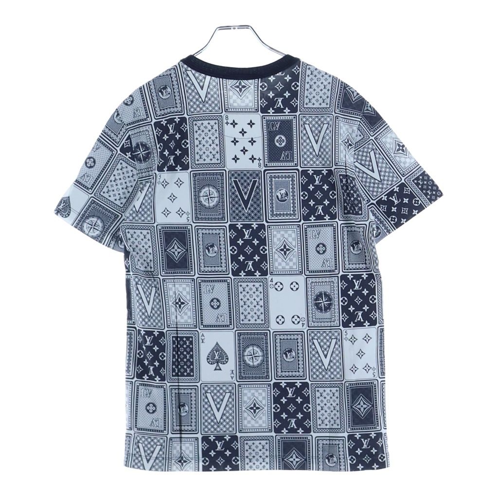 Louis Vuitton All Over Pattern Cotton Crew Neck Short Sleeve T-Shirt Navy White