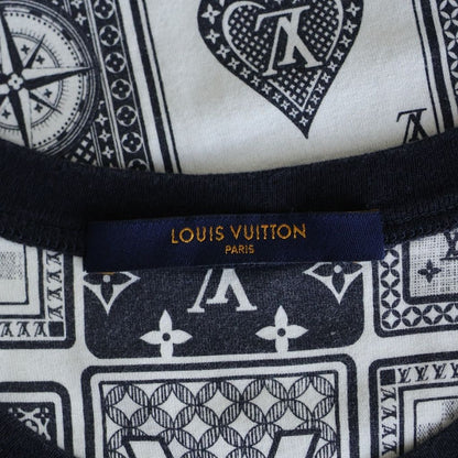 Louis Vuitton All Over Pattern Cotton Crew Neck Short Sleeve T-Shirt Navy White — view 6