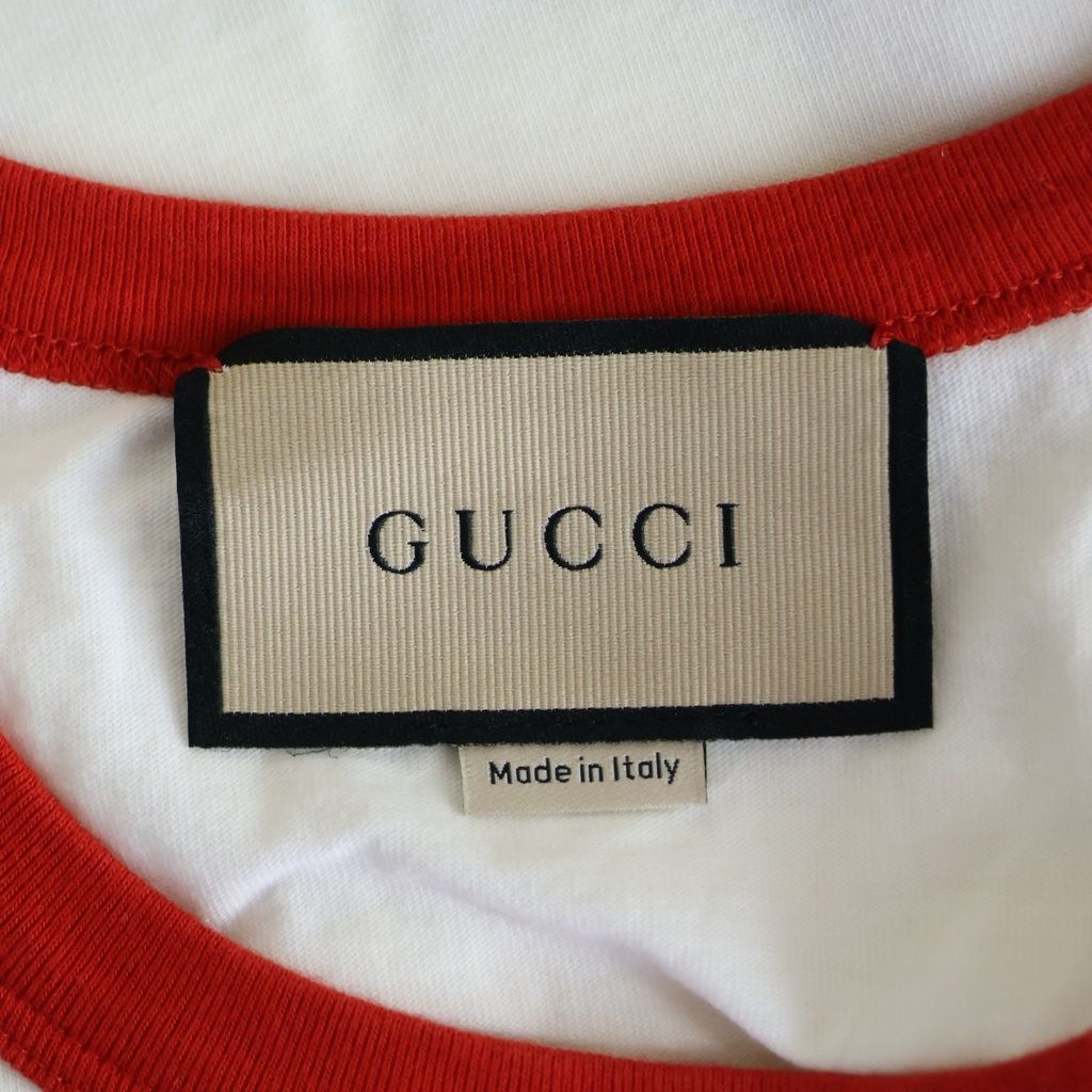 Gucci Front Print Ringer Short Sleeve T-Shirt White — view 6
