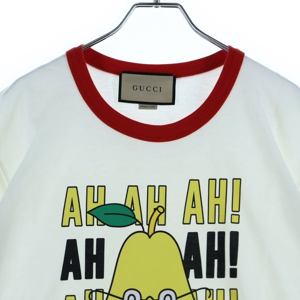 Gucci Front Print Ringer Short Sleeve T-Shirt White — view 3