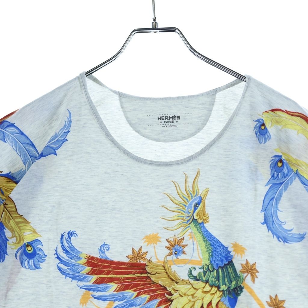 Hermes Front Phoenix Print Short Sleeve T-Shirt Gray — view 3