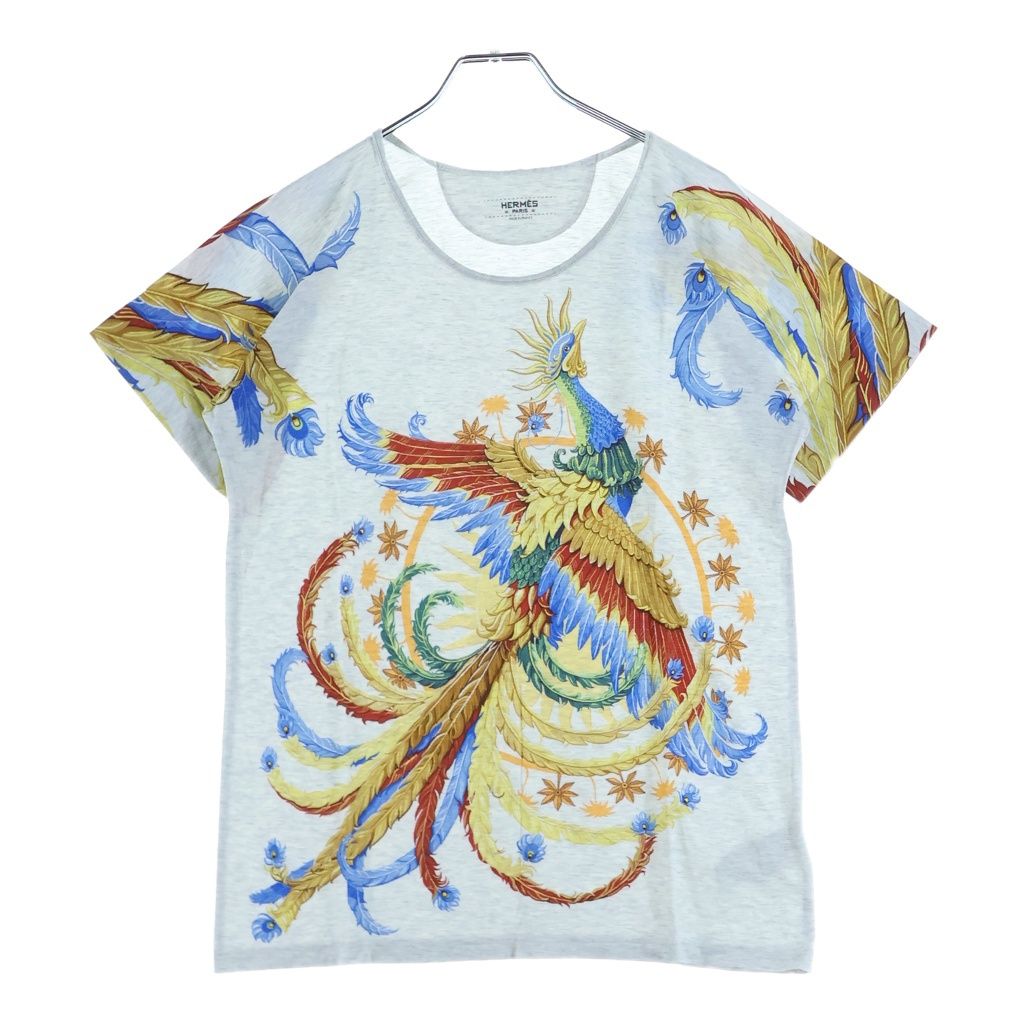 Hermes Front Phoenix Print Short Sleeve T-Shirt Gray
