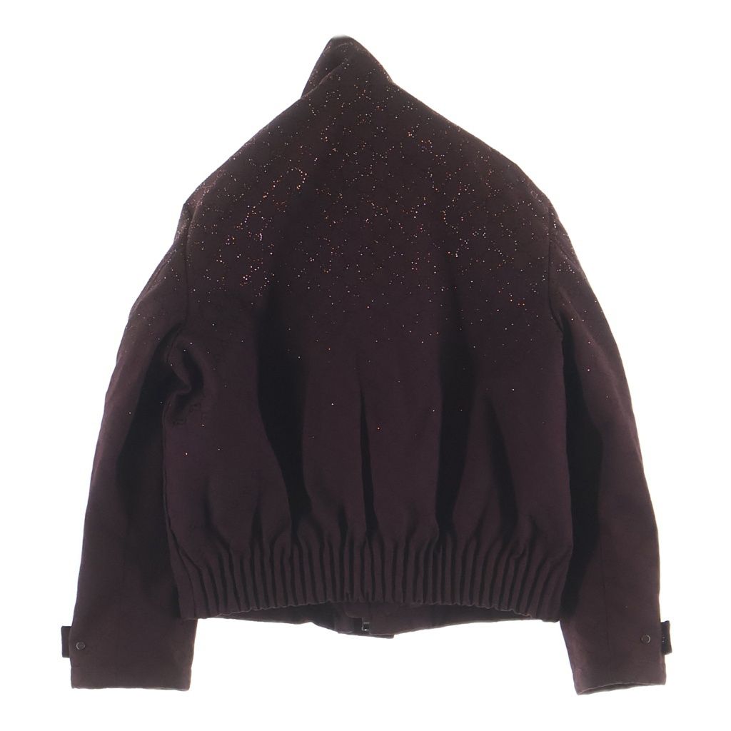 Gucci GG Fabric Canvas Rhinestone Zip Up Jacket Burgundy — view 2