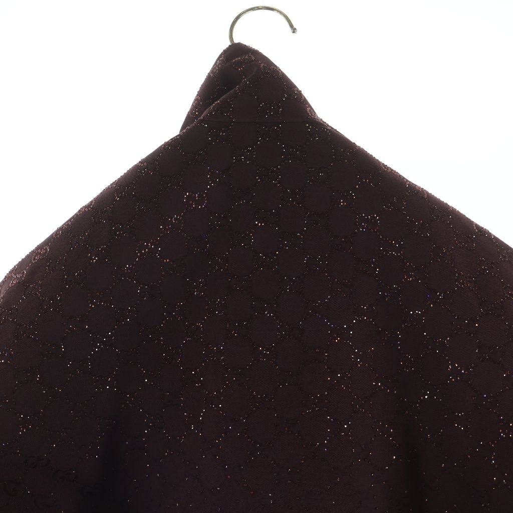 Gucci GG Fabric Canvas Rhinestone Zip Up Jacket Burgundy — view 4