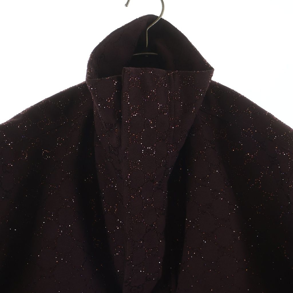 Gucci GG Fabric Canvas Rhinestone Zip Up Jacket Burgundy — view 3