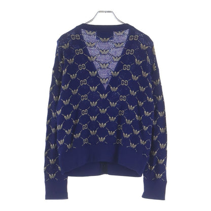 Gucci Adidas GG Jacquard Knit Cardigan Blue — view 2
